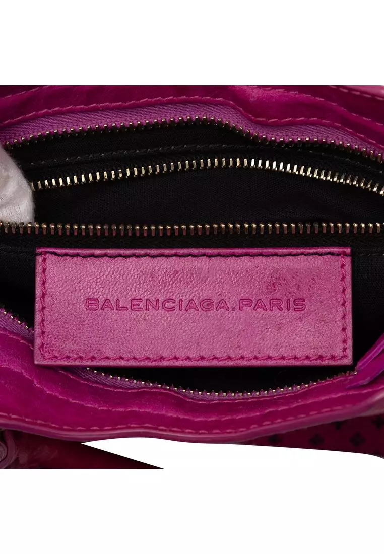 Pre-Loved Balenciaga Mini Lambskin Motocross Stadio Laser Cut Cross Classic City Satchel