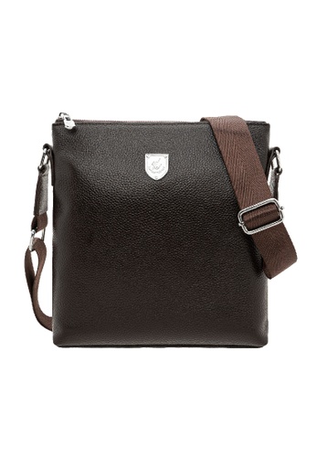 LancasterPolo brown LancasterPolo Men's Pebbled Leather Sling Crossbody Sling Bag PBI0913 72EA3ACFB22838GS_1
