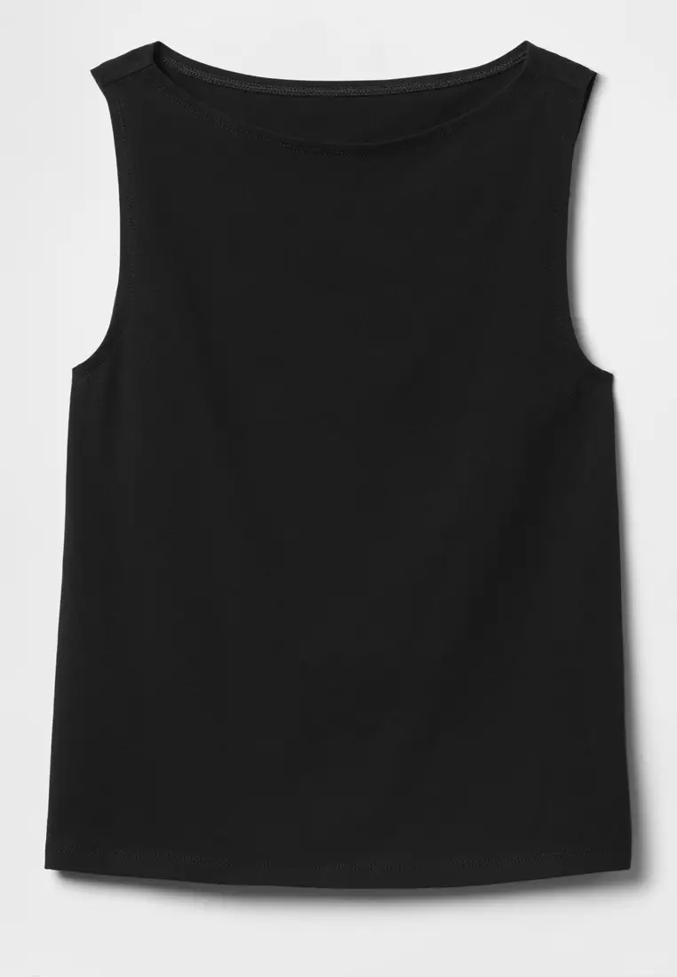 Sleeveless Boat Neck Tank Top