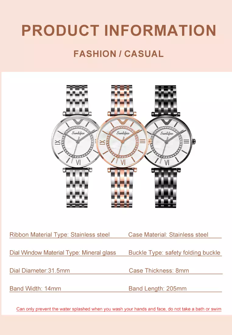 Jam Tangan Wanita Kuarsa Tali Stainless Steel Berlian Anggun Santai Jam Tangan Cewek silver white