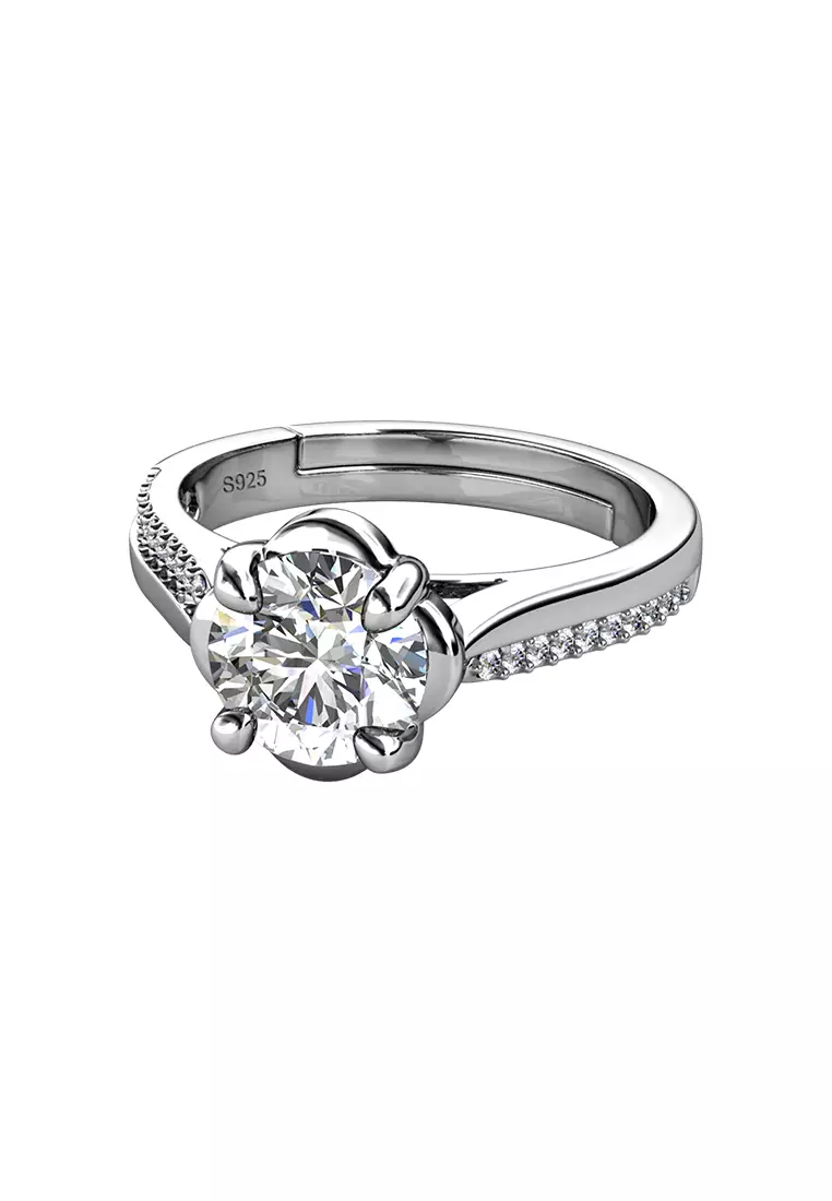 Berlian Moissanite La Rose Ring [GRA CERTIFICATE MOISSANITE DIAMOND] - Cincin 1carat Moissanite Diamond 925 Silver Celesta by Her Jewellery