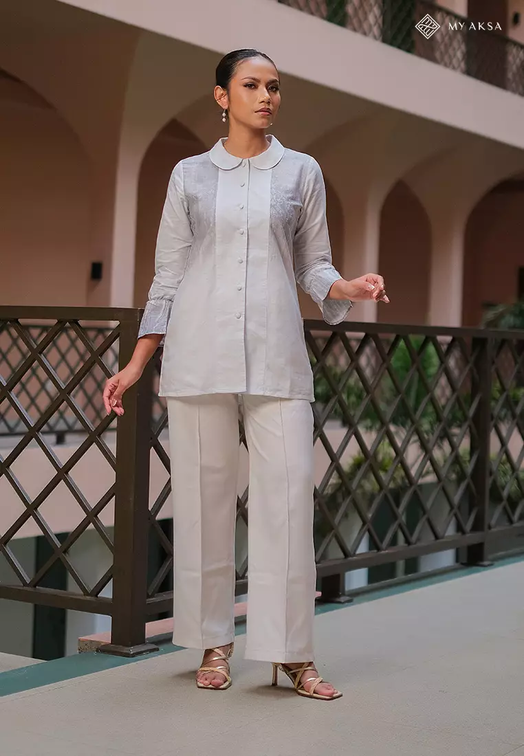 My Aksa Tunik Batik Wanita Lengan Panjang Al Barra Grey