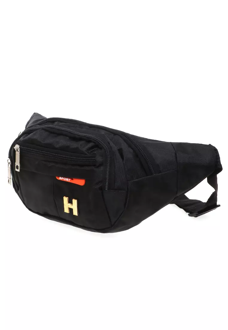 Noice Tas Pinggang Selempang Waistbag Pria dan Wanita Large Compartment Material Nylon ORIGINAL - Black