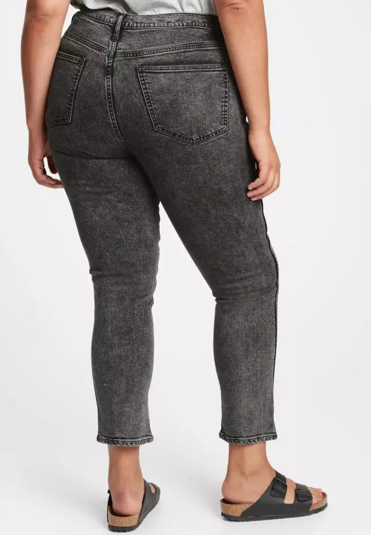 High Rise Vintage Slim Jeans With Washwell