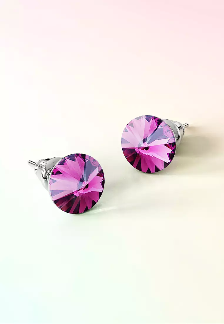 Apex Krystal Studs Embellished with SWAROVSKI® crystals-White Gold/Purple