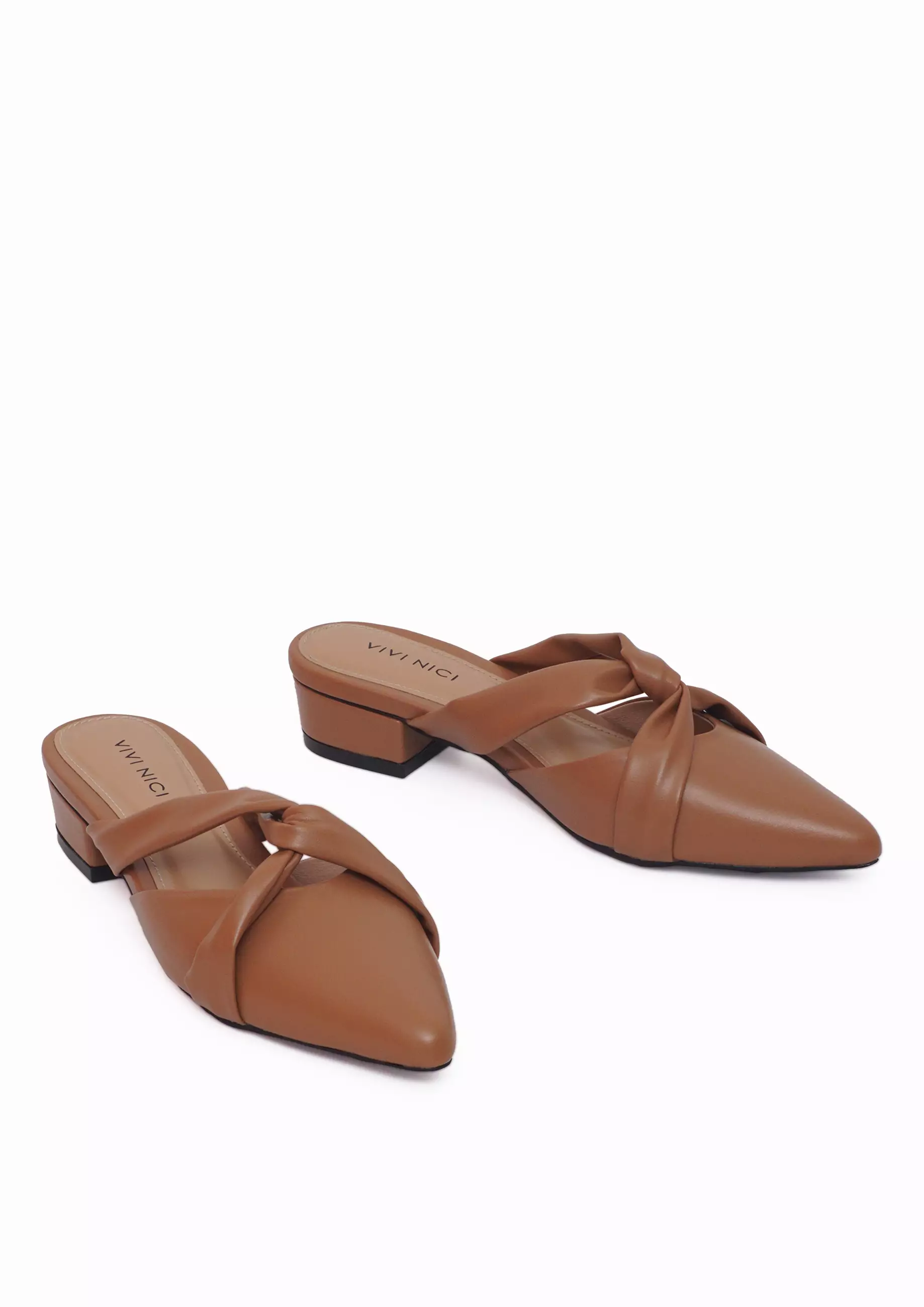 VIVI NICI - Peggy Sepatu Sandal Mules Wanita Hak 3 Cm Camel Beige