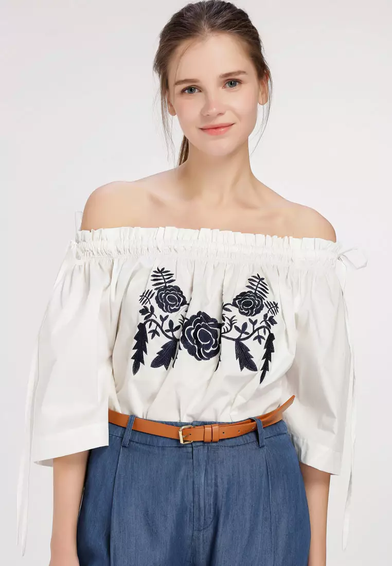 Embroidered Off Shoulder Top
