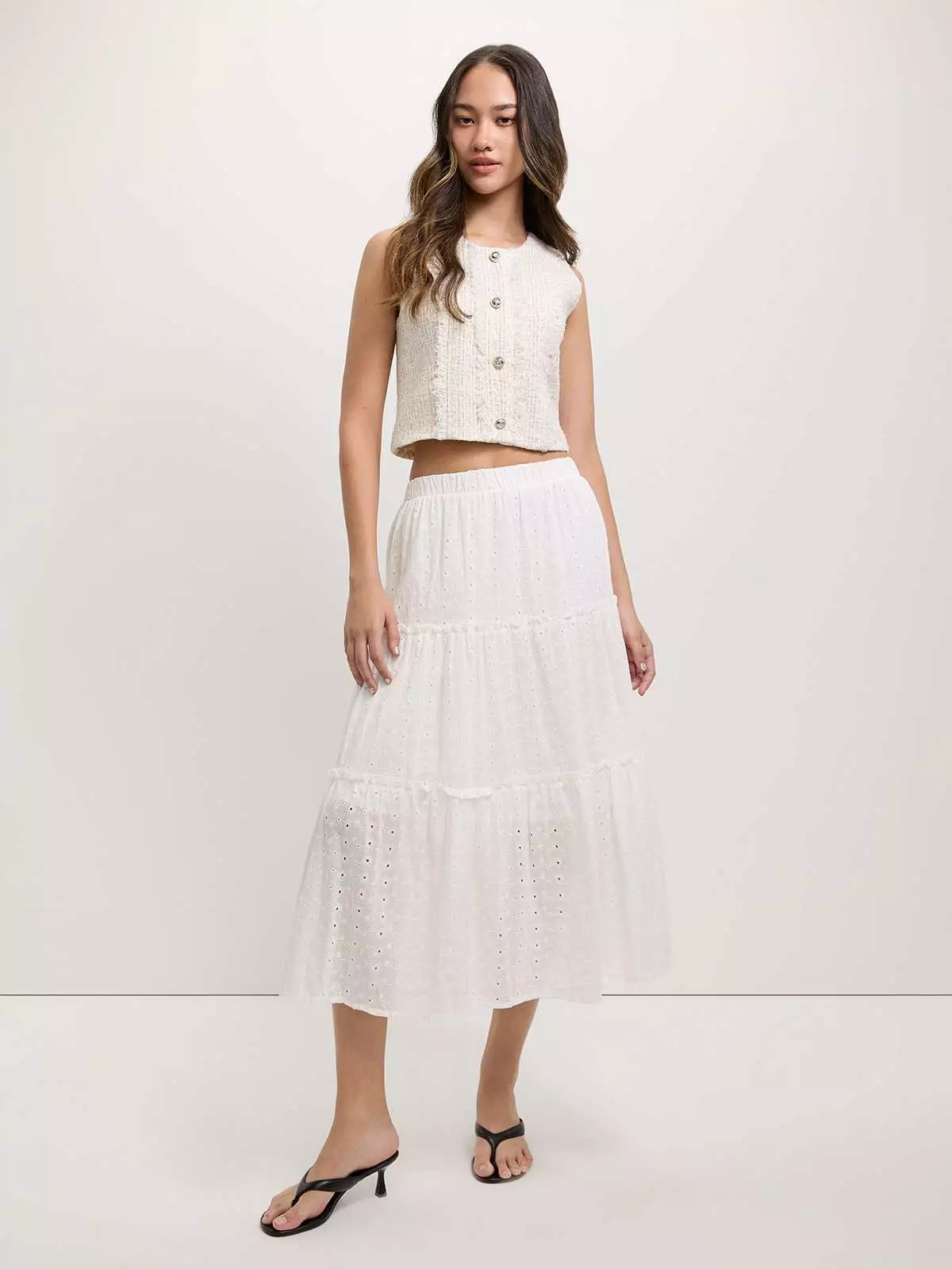 Frayed Tweed Top - Ivory