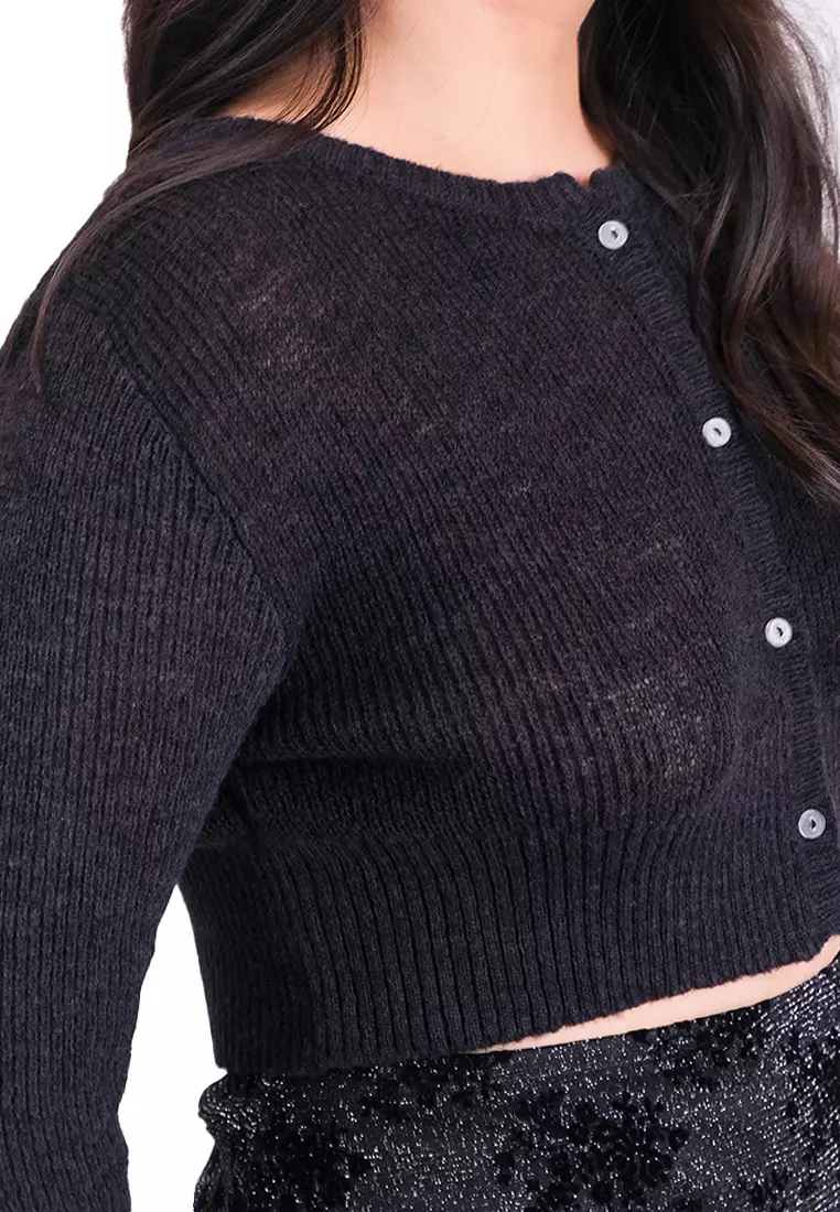 Black Soft Touch Cropped Cardigan