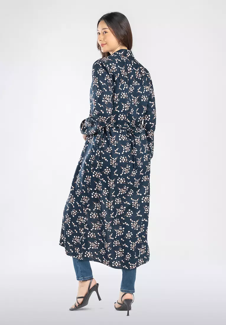 C2 Elenor Navy Casual Maxi Shirt Wanita