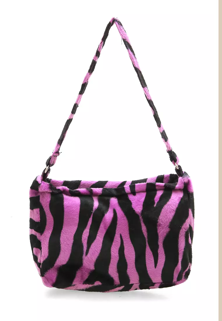 Zaskia Shoulder Bag Wanita Motif Animal Premium Quality - Harimau Ungu