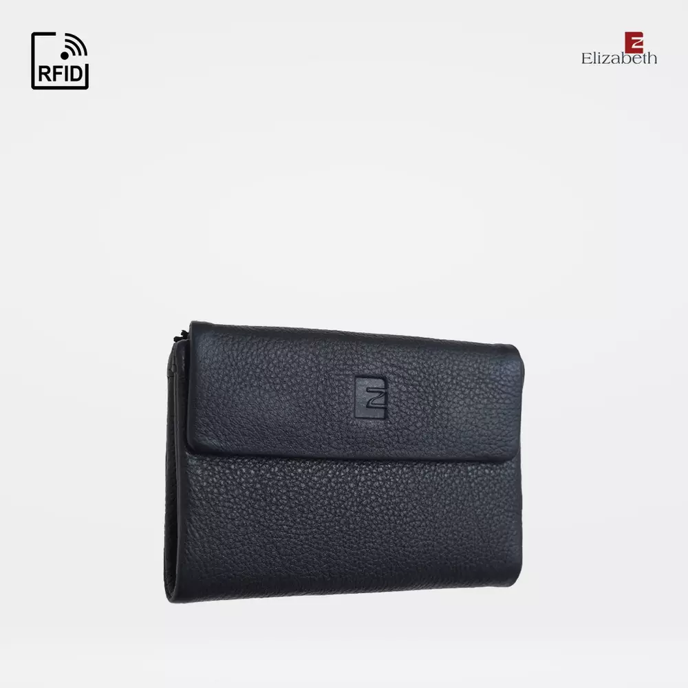Dompet Wanita Elizabeth Genuine Leather Wallet 0724-0090 Black (ANTI-RFID)