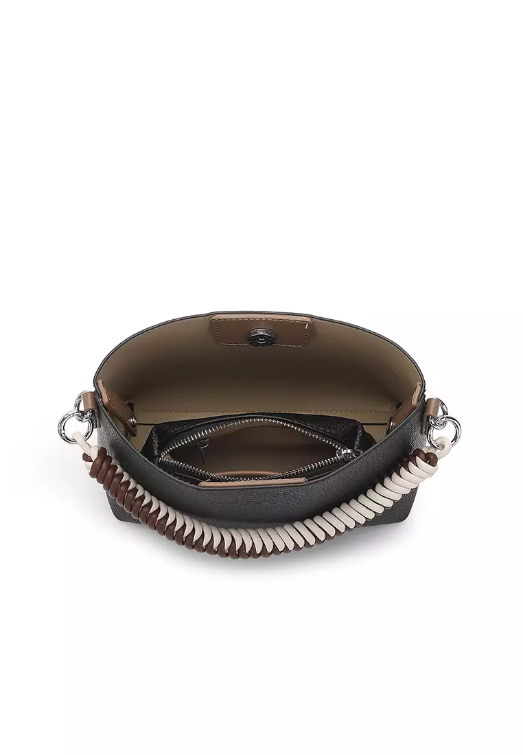 Women's Top Handle Bag / Sling Bag / Crossbody Bag / Shoulder Bag - Black / Dark Khaki