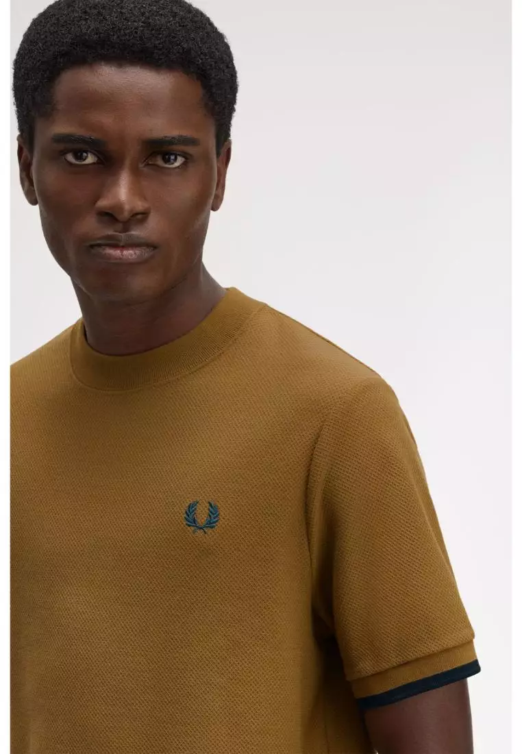 Fred Perry M4654 Tipped Cuff Pique Shirt (Shaded Stone)