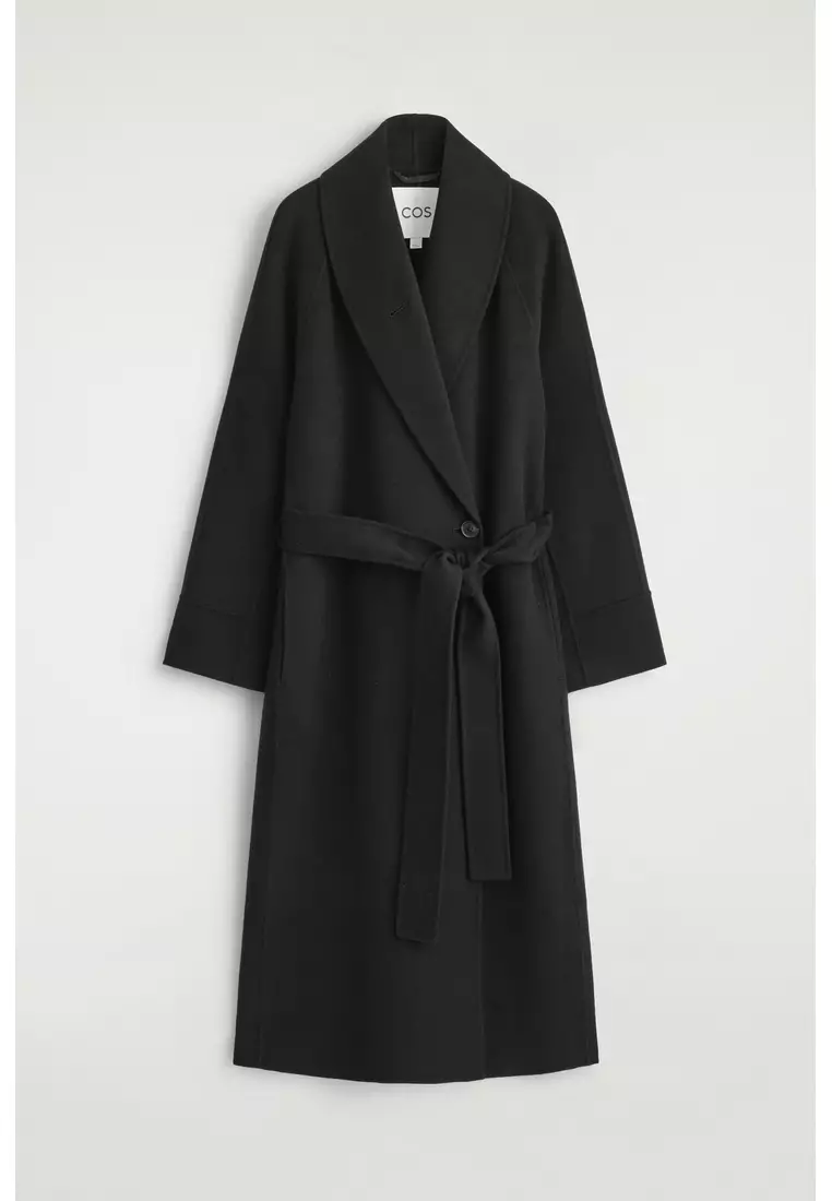 BELTED DOUBLE-FACED WOOL LONG COAT
