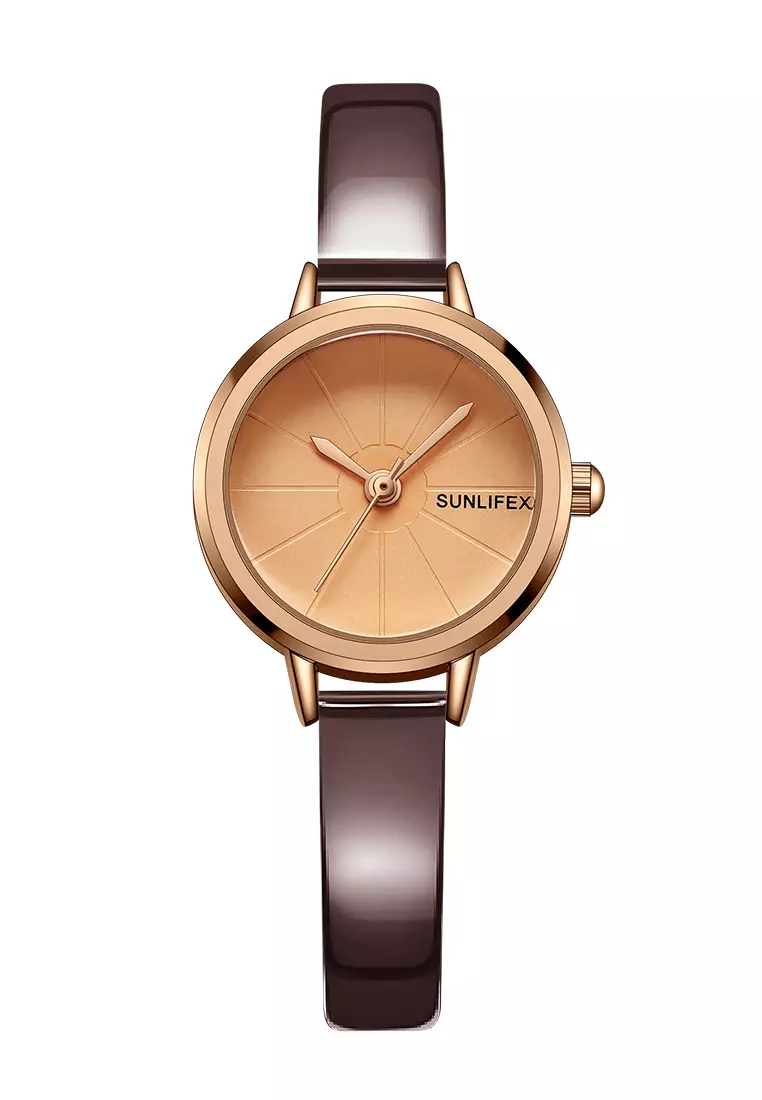 Jam Tangan Wanita Korea Retro Mini Dial Kasual Tali Kulit Jam Tangan Cewek Original brown