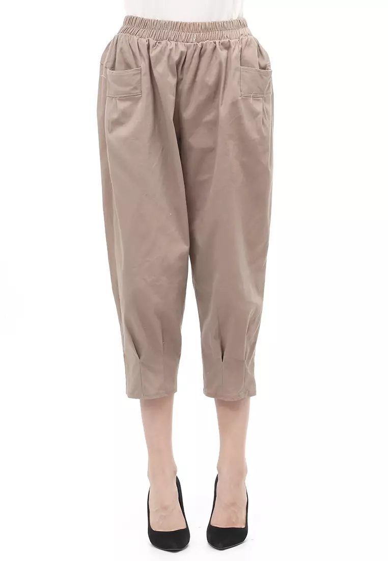 Radcliff Celana Panjang Ruberry Waist Bawahan Wanita Model Jogger Casual - Brown