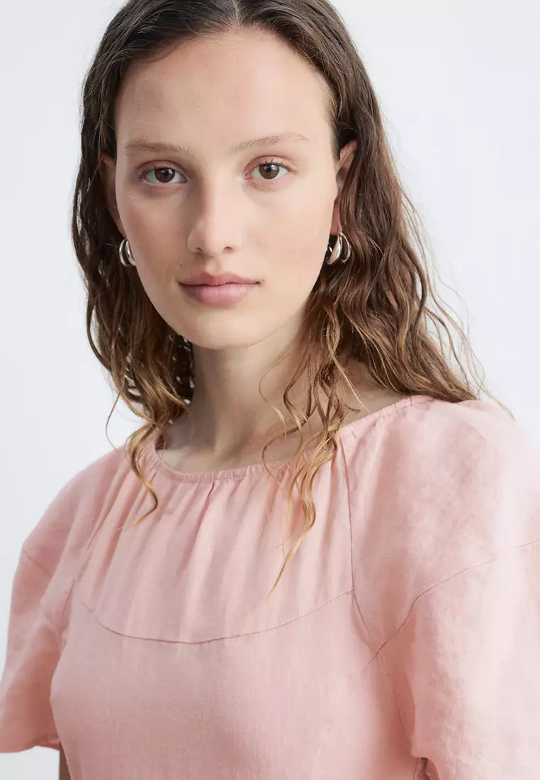 Flared Linen Midi Dress
