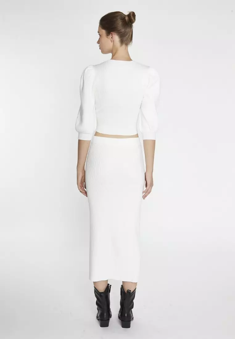 Bodycon Rib Knit Midi Skirt