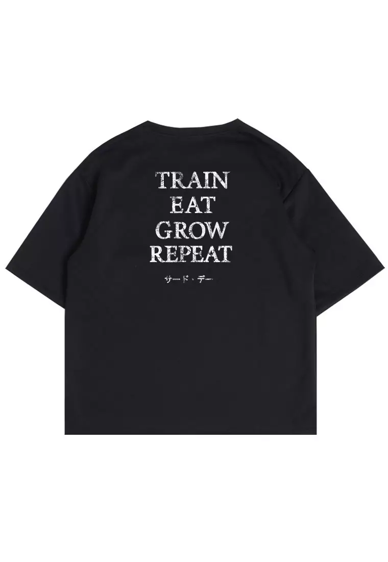 MTW41 Kaos Oversize Gym Scubalux "train eat grow repeat" hitam