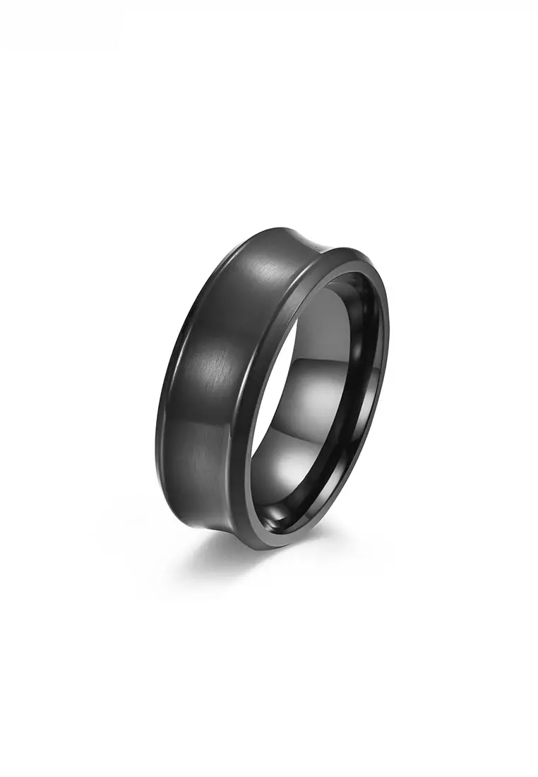 Mens black steel on sale ring