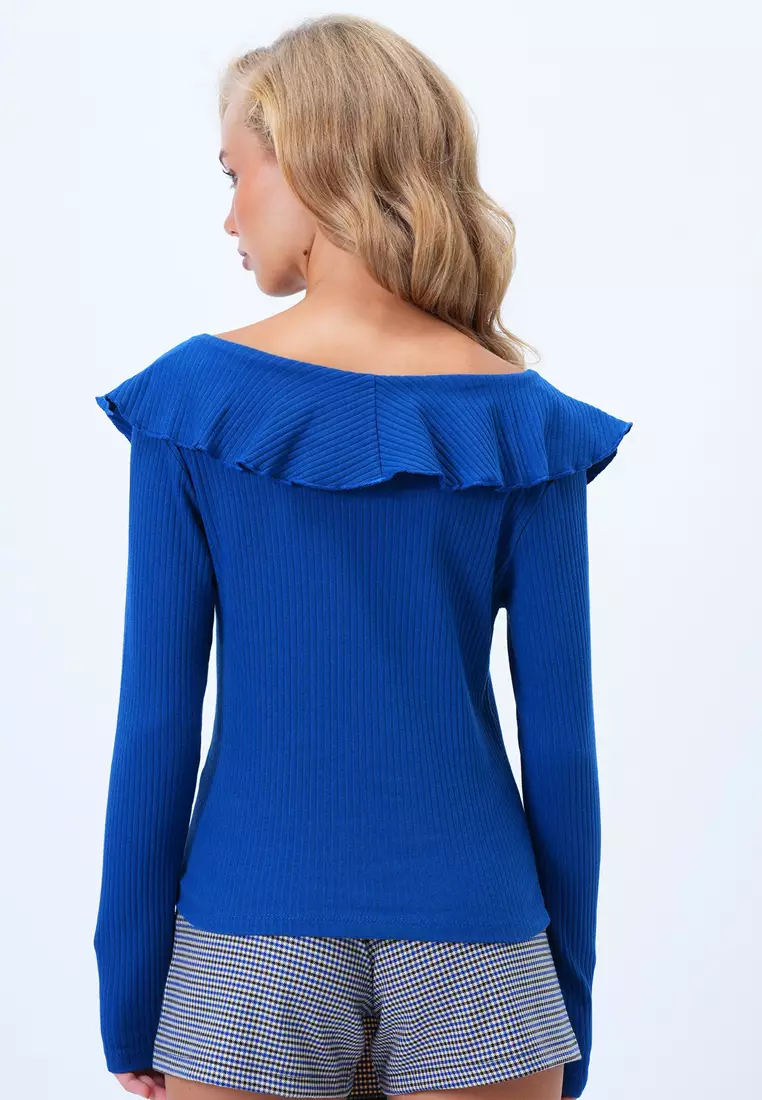 Flounce Ruffle Knitted Blouse