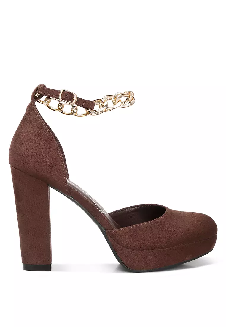 Discount on London Rag  shoes - SKU: Brown Ankle Strap Platform Heel Sandals