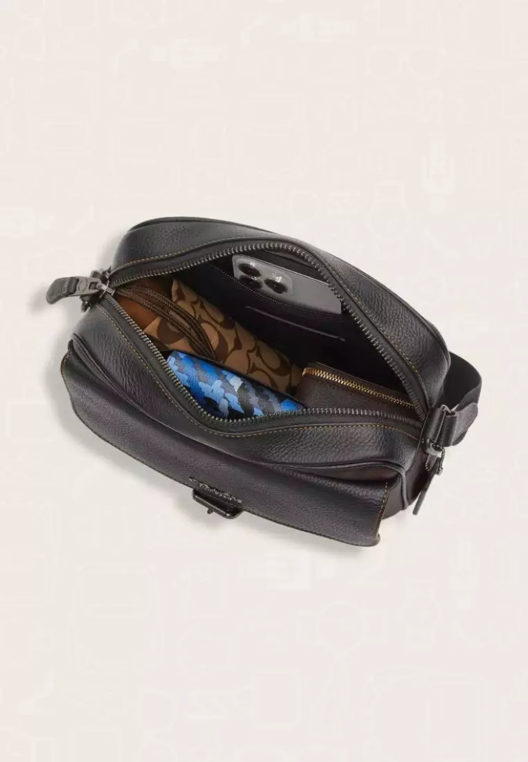 Coach Hudson Crossbody Bag In Signature Canvas Chacrcoal Black