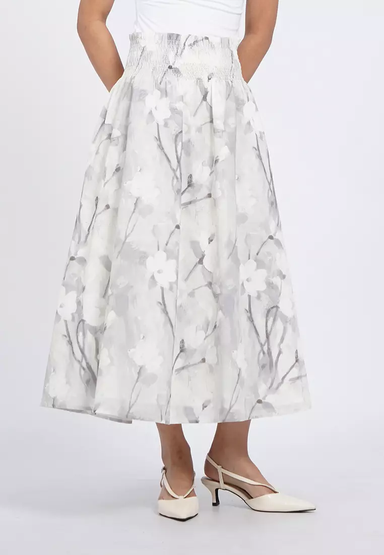 Gathered A-Line Midi Skirt