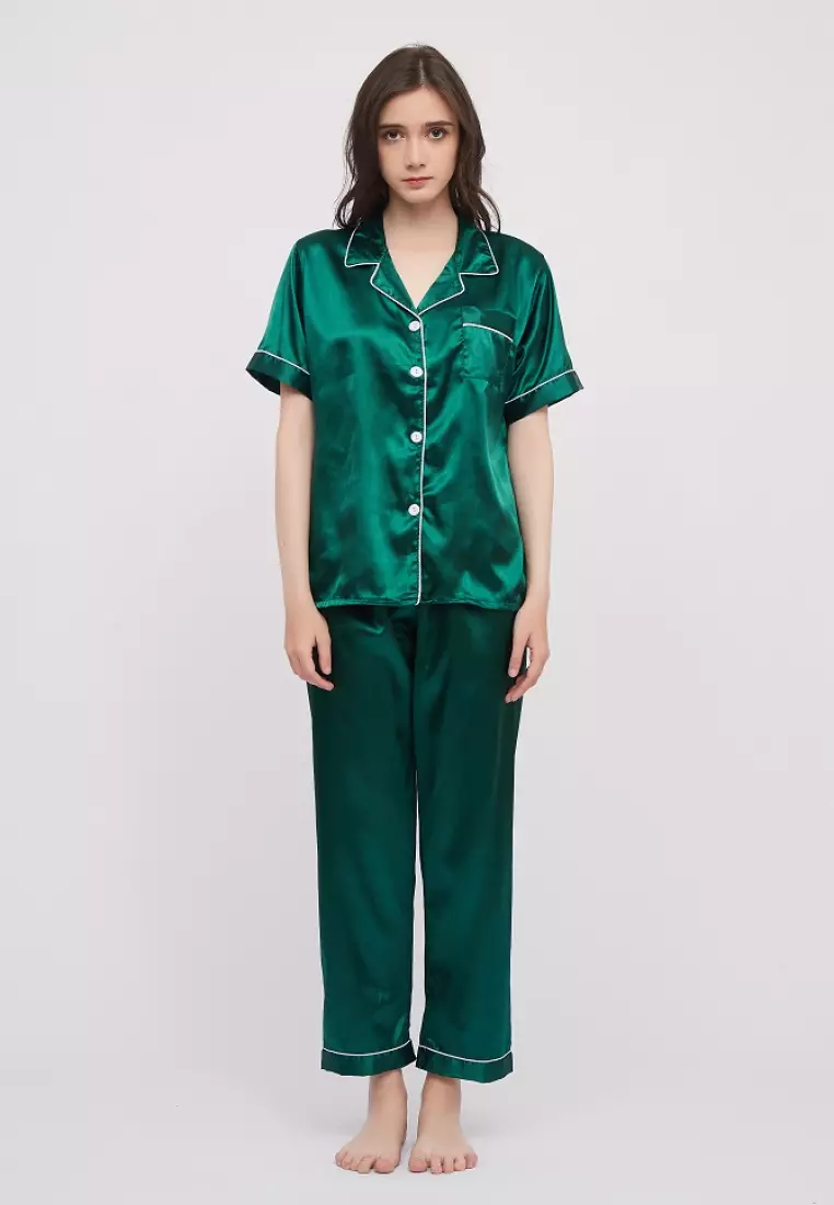 Buy Shapes and Curves Basic Silk Pajama Long Pants Set Lounge Wear Sleepwear  2024 Online