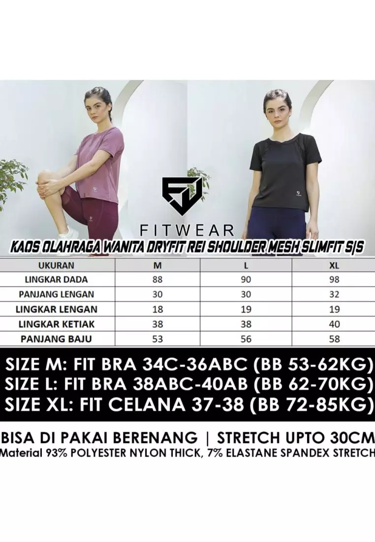 Fitwear - Kaos Olahraga Wanita REI SHOULDER MESH SLIMFIT DRYFIT - BLACK