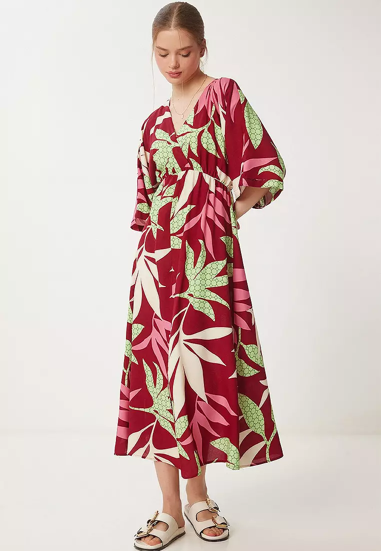 Wrap Patterned Summer Viscose Dress