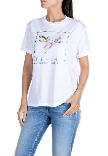 REPLAY white REPLAY ROSE LABEL OVERSIZED T-SHIRT 9D156AAEAB3B5FGS_1