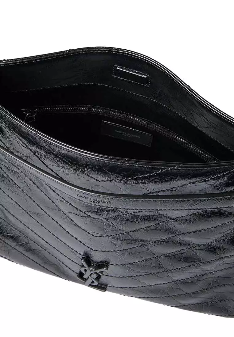 YSL Niki Shopping Tote In Vintage Leather Black 5779990EN04