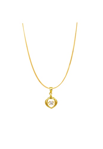 Buy Tomei Online Exclusive Whisper Of Love Pendant Cubic Zirconia Heartbeat Collection Tomei Yellow Gold 916 22k With Chain 9p Ddp4 1c Wc Online Zalora Malaysia