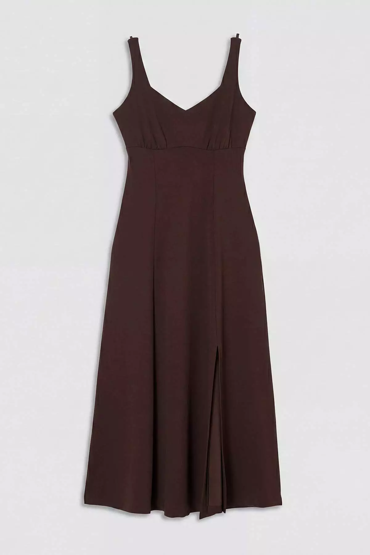 Brown A-Line/A Bell Form Sweetheart Neck Sleeveless Maxi Scuba Crepe Knitted Dress Twoss26El00262