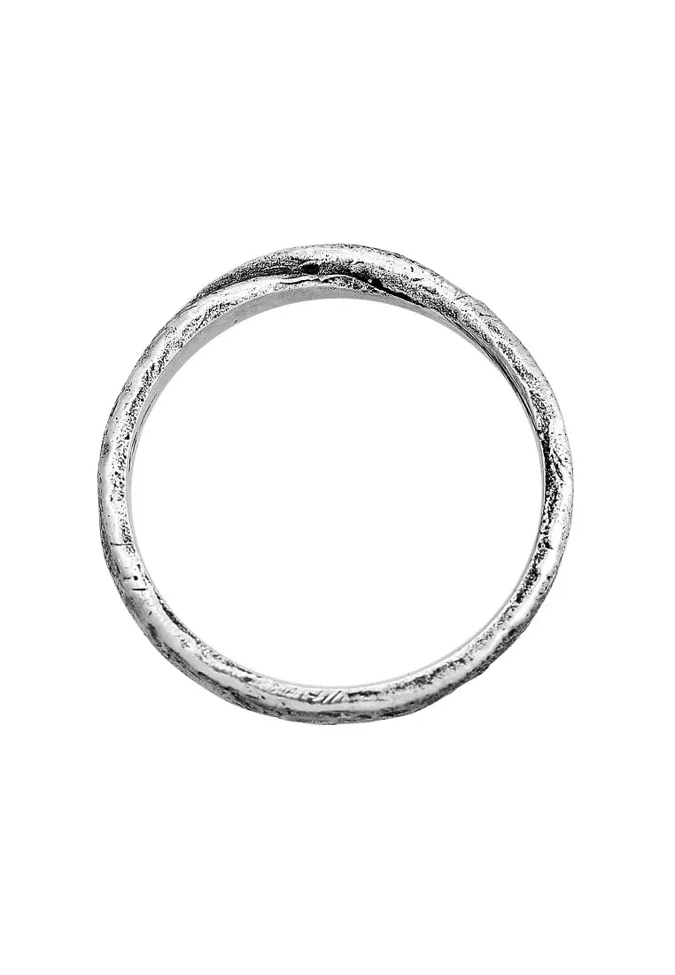 EXCLUSIVE Cincin Perhiasan Perak 925 Pria Band Twisted Oxide