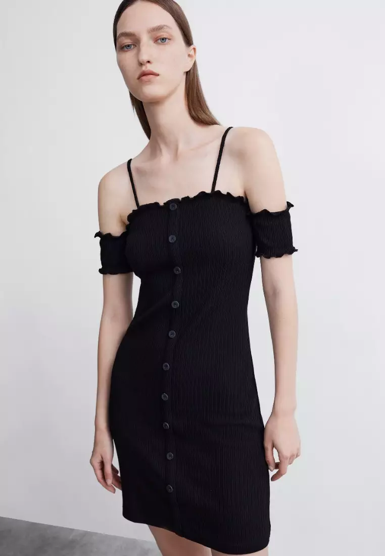 Off-Shoulder Skinny Knitted Dress