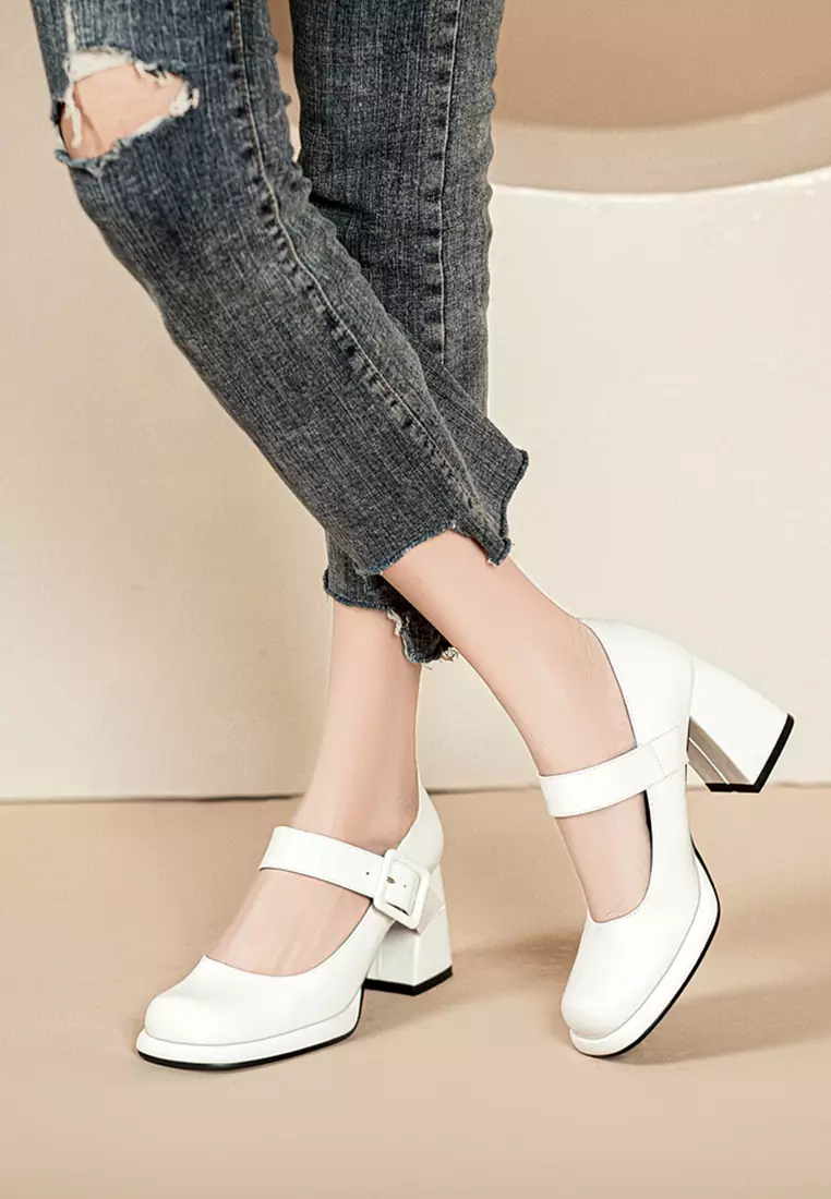 7CM Buckle Strap Patent Leather Mary Jane Shoes TE876-1