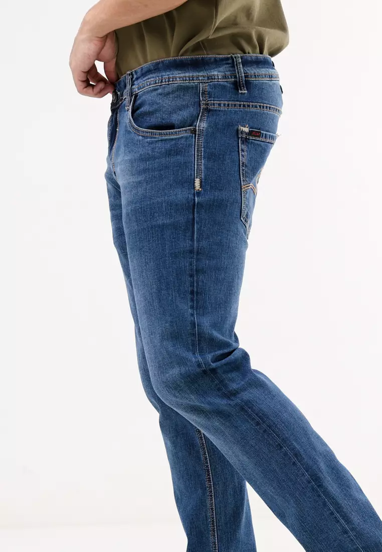 Denim Long Pants Slim Tapered Fit Stretch