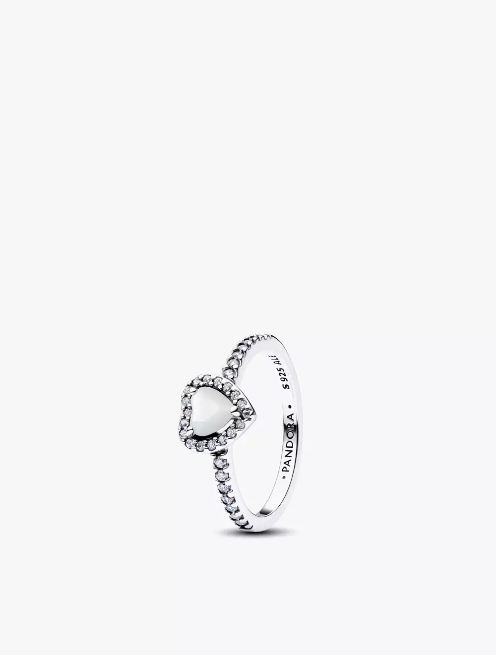 Elevated White Heart Ring - 54