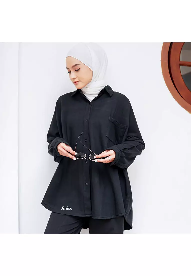 Kemeja Oversize Shirt Jet Black HYPER ACTIVE