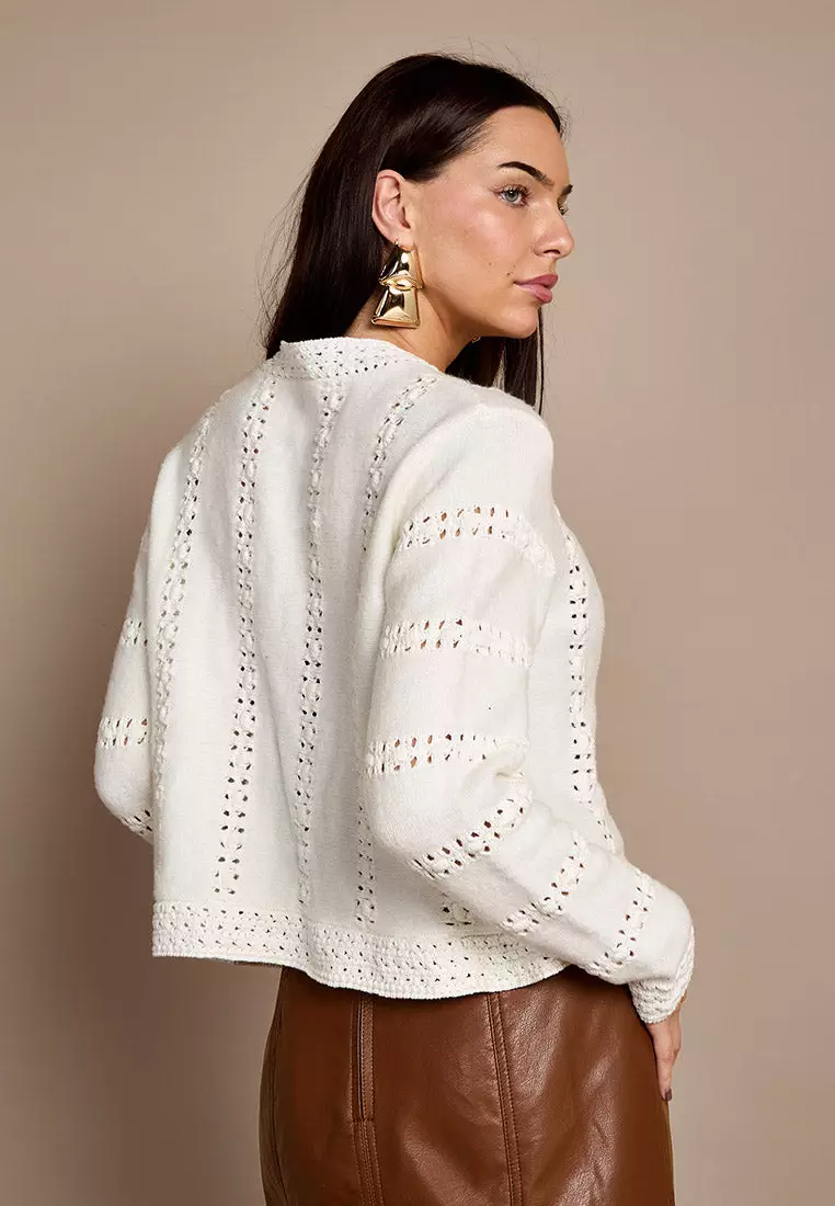 GWD Rachel Cream Crochet Cardigan
