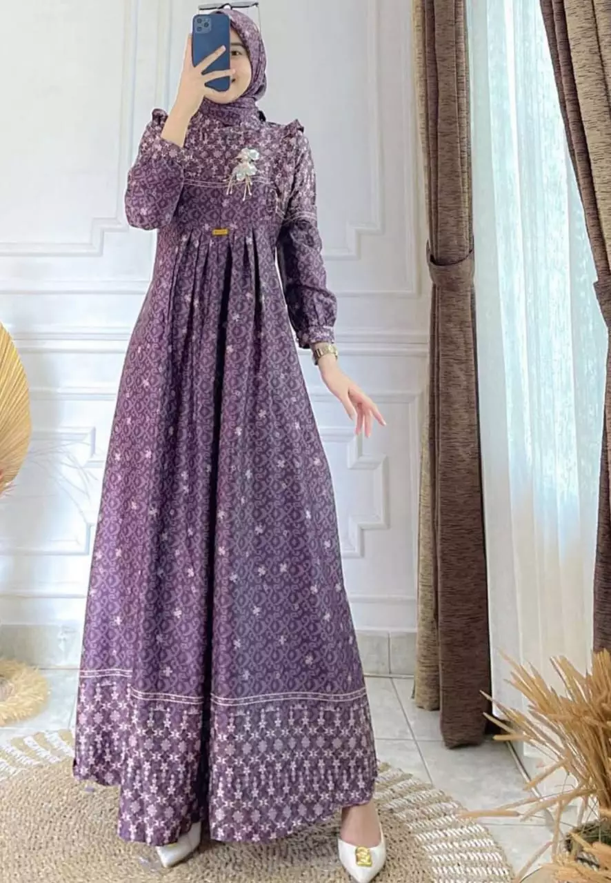 Vhalisa Ungu Dress | Long Dress | Gamis Premium MYA