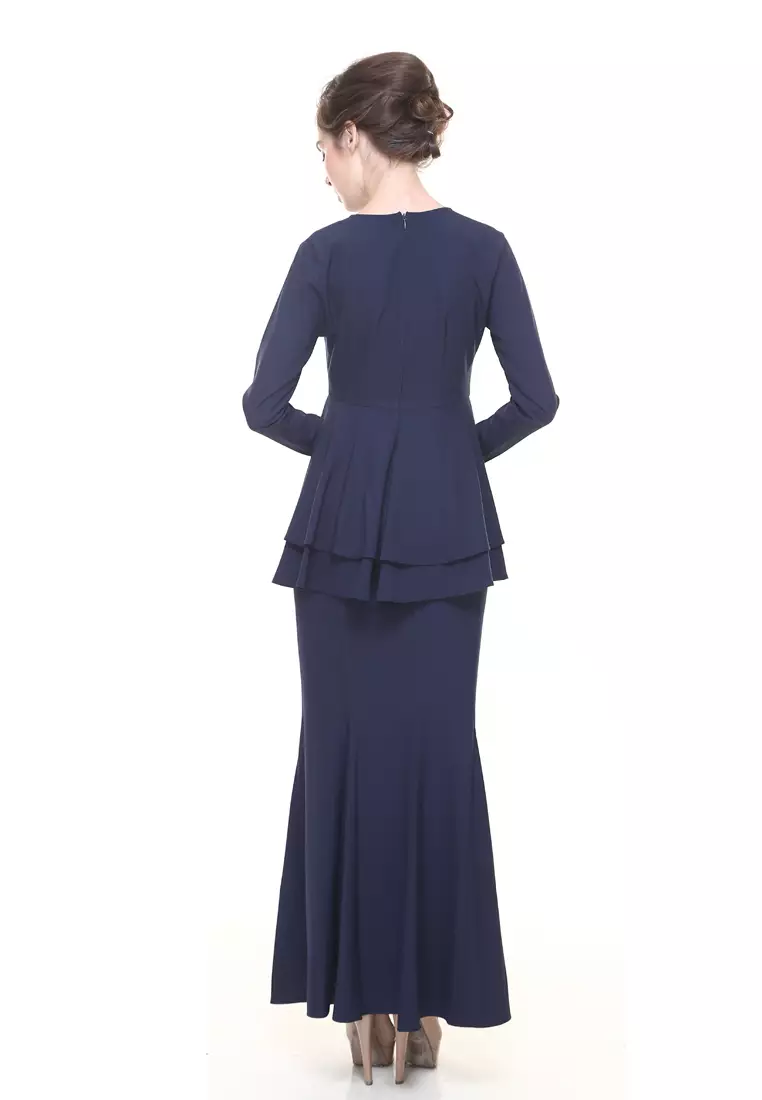 Lora Peplum Kurung Modern in Dark Blue