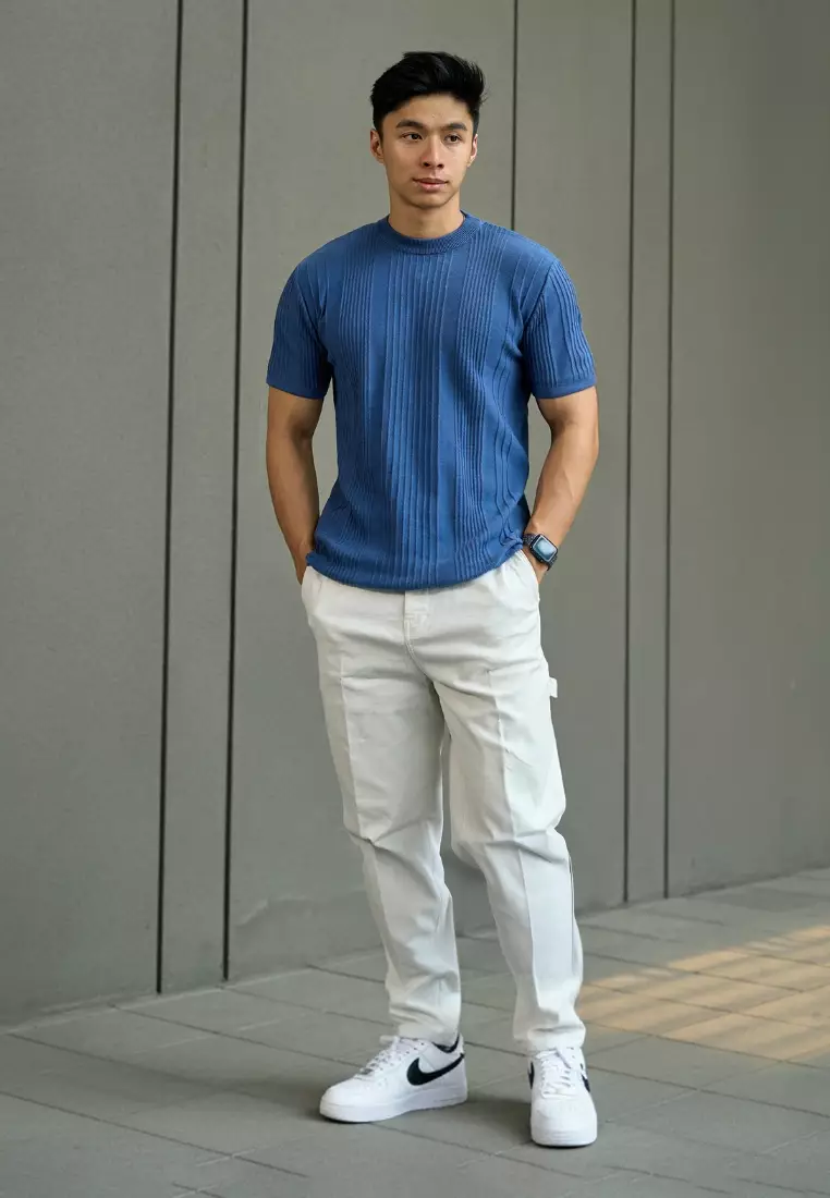 Kale Oxford Blue / atasan kaos pria / baju kaos pria / kaos basic pria / kaos rajut