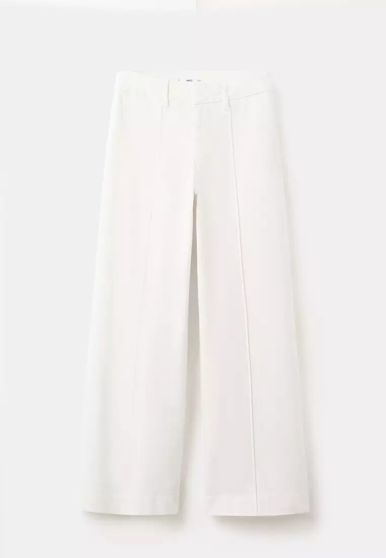 High-Waisted Wide Leg Jeans With Stitching