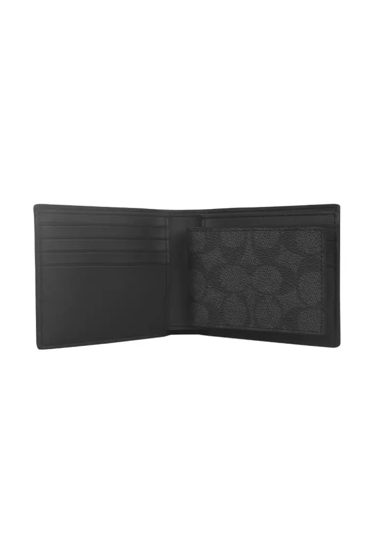 3-in-1 Wallet In Signature Canvas Charcoal Black CW380CQBK