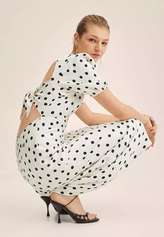 Polka-Dot Satin-Finish Dress