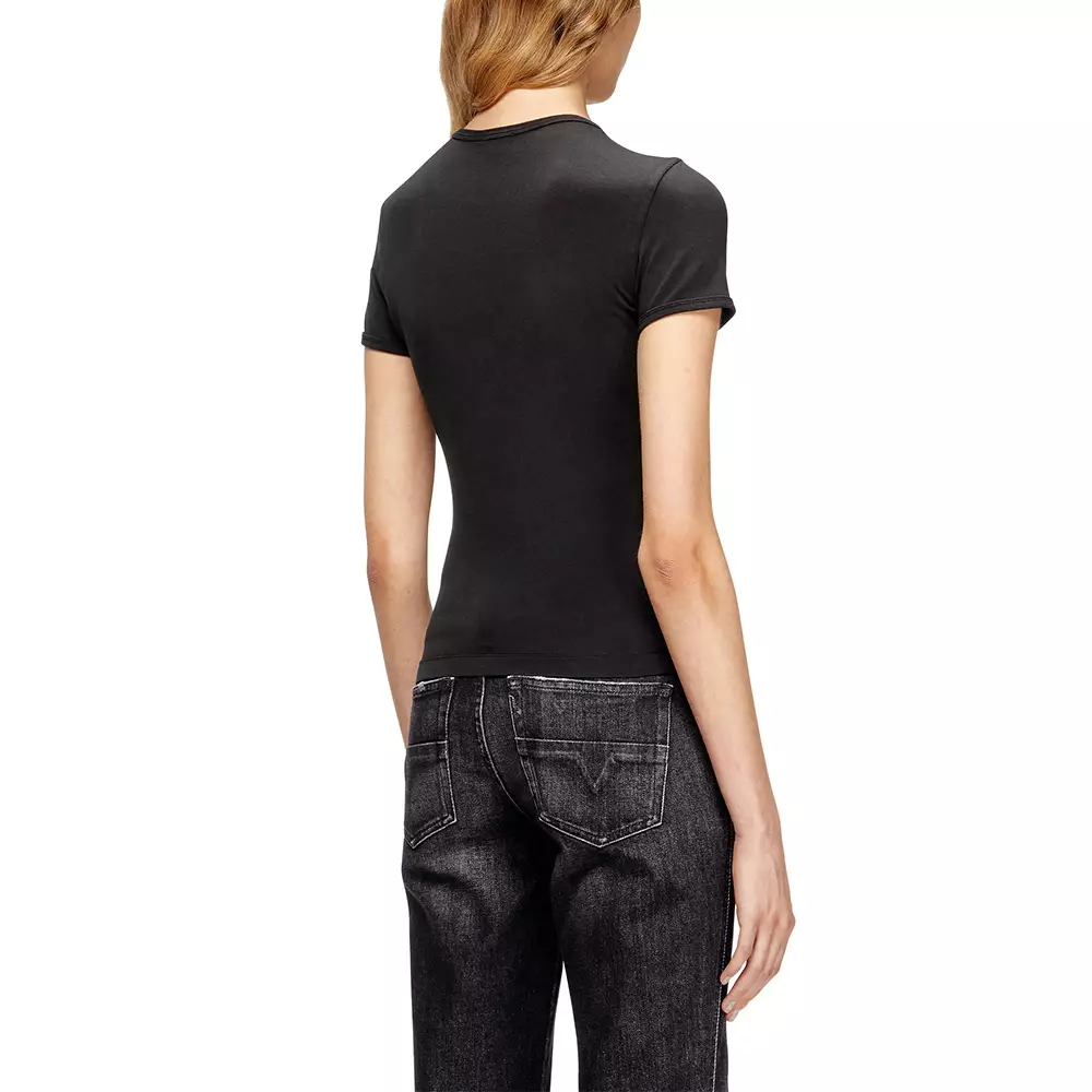T-Uncutieslong-Od Slim-Fit T-Shirt With Metallic Oval D Black
